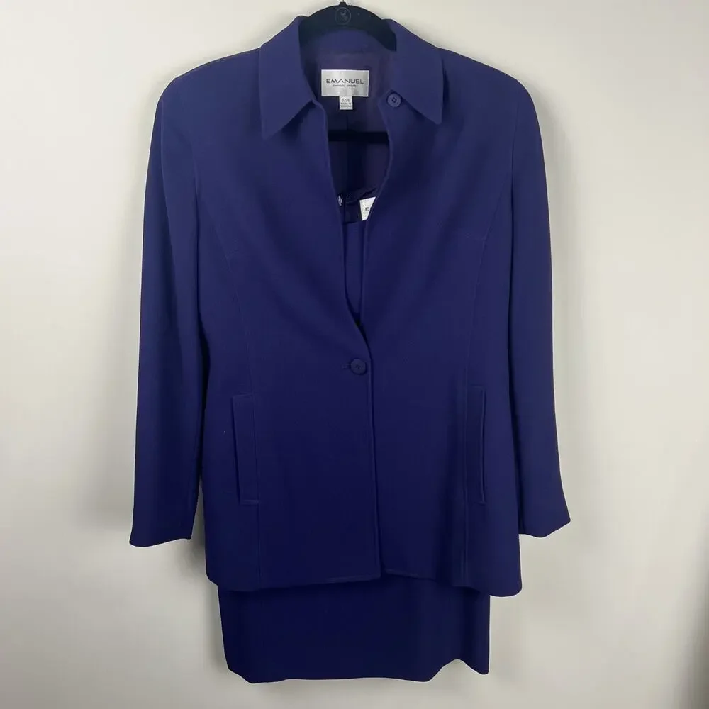 Emanuel Ungaro Purple Sleeveless Dress & Blazer/Jacket Set Suit‎ Size 2 / 36